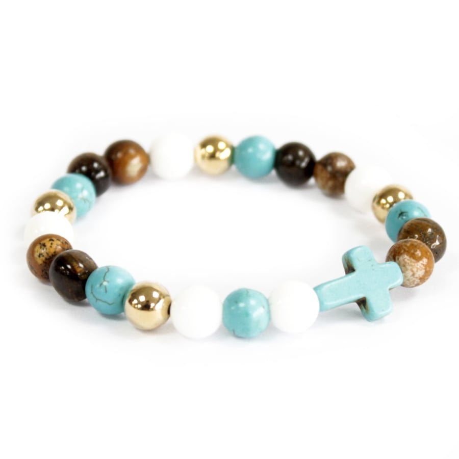 Image of Bracelet Royal Beads with Turquoise Cross
