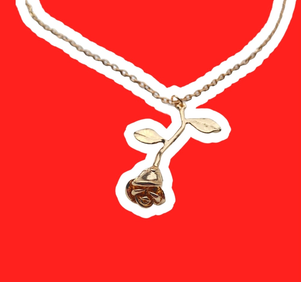 Image of Rose Flower Stem Pendant Necklace 