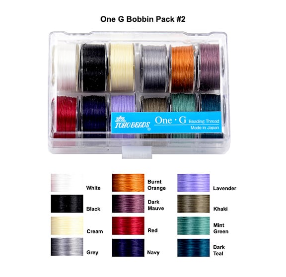 Toho One-G Beading Thread 12-Pack with Case 12-Color Assortment Pack with Case #