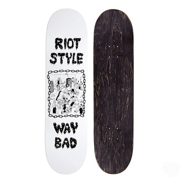 Image of Waybad x Riot Style - No Encore Skateboard Deck (Popsicle / White)