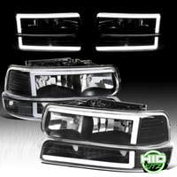 Image 1 of 99-02 SIILVERADO HEADLIGHTS BLACK LED