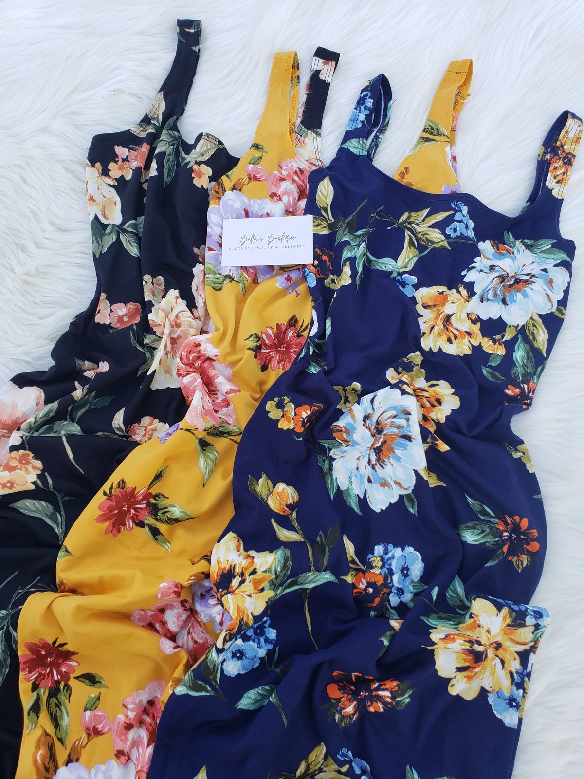 Melrose Flower Dress (navy/black) | Bella's Boutique