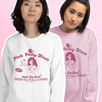 Image 1 of Pink Pony Diner Sweatshirt, Chappell Roan Unisex Jumper- Pink and White print