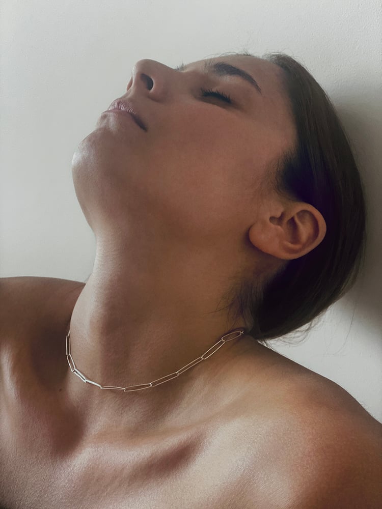 ON A CONTINUOUS QUEST FOR BEAUTY

A chic and minimal open structure chain that sits fluidly around your neckline. Luminous yet lightweight.
The Wide Lustre necklace is made for living in.

Lenth 40 cm / 15,75" ~ which is in catecory of nacklaces a choker.
Fully 925 sterling silver