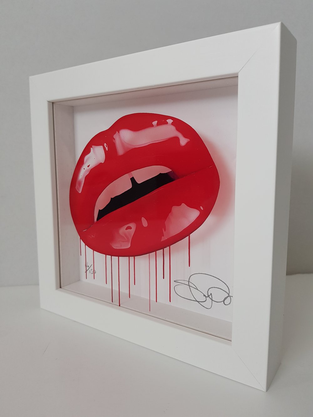 SARA POPE "AMPED" - PRINT ON GLASS, IN WHITE BOX FRAME - LIMITED EDITION OF 150