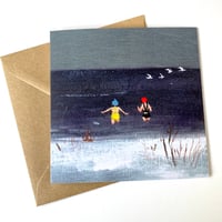 Image 2 of Wild Swimming - set of 5 ‘embroidered’ luxury greeting cards