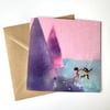 Wild Swimming - set of 5 ‘embroidered’ luxury greeting cards
