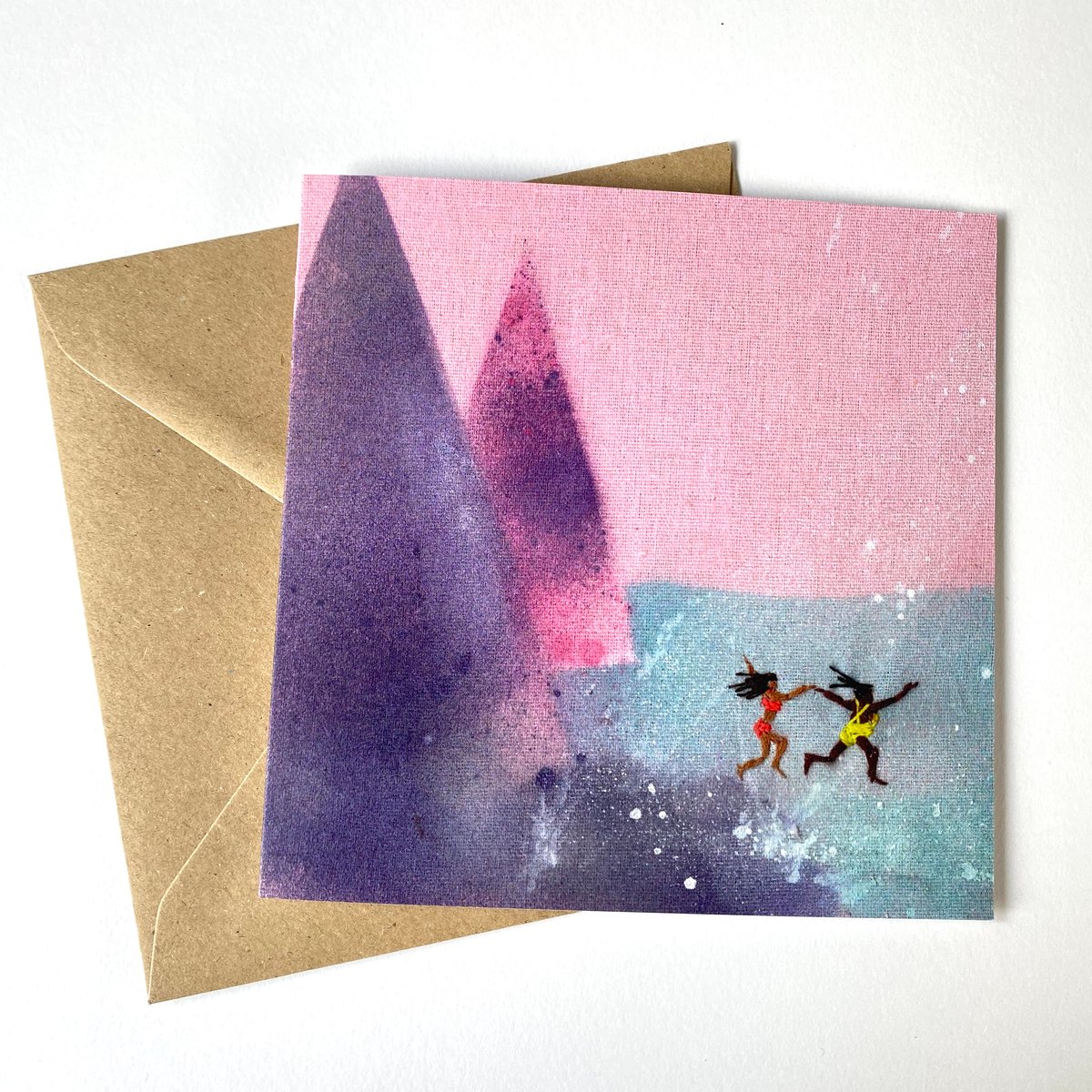 Image of Wild Swimming - set of 5 ‘embroidered’ luxury greeting cards