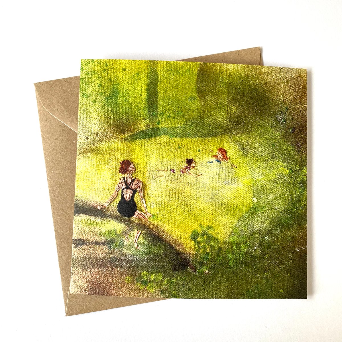 Image of Wild Swimming - set of 5 ‘embroidered’ luxury greeting cards