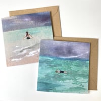 Image 4 of Wild Swimming - set of 5 ‘embroidered’ luxury greeting cards