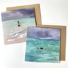 Wild Swimming - set of 5 ‘embroidered’ luxury greeting cards