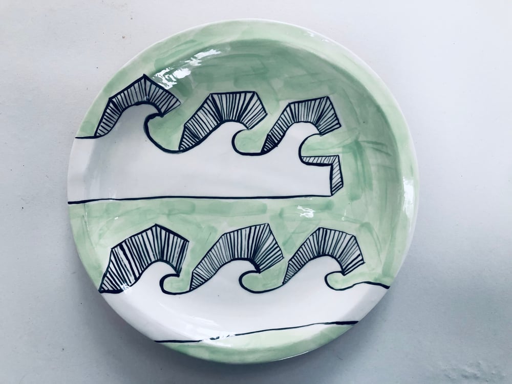 Image of THINKING ABOUT ST IVES LARGE PLATE GREEN