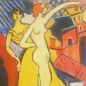 Image of 1960, French Pastel and Gouache 'Dancing Girls.'