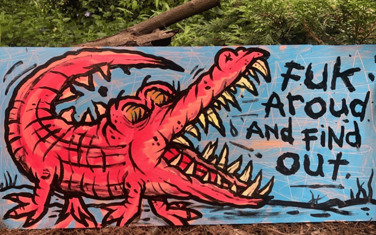 "Find out" original panting on wood!