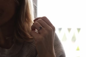 Image of 18ct Rose gold, rose cut grey, kite shape diamond ring (IOW173)