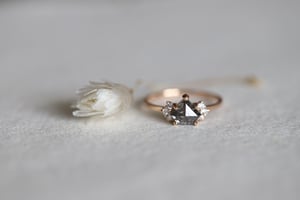 Image of 18ct Rose gold, rose cut grey, kite shape diamond ring (IOW173)