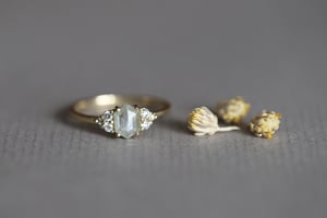 Image of 18ct gold hexagonal rose-cut grey diamond ring (IOW175)