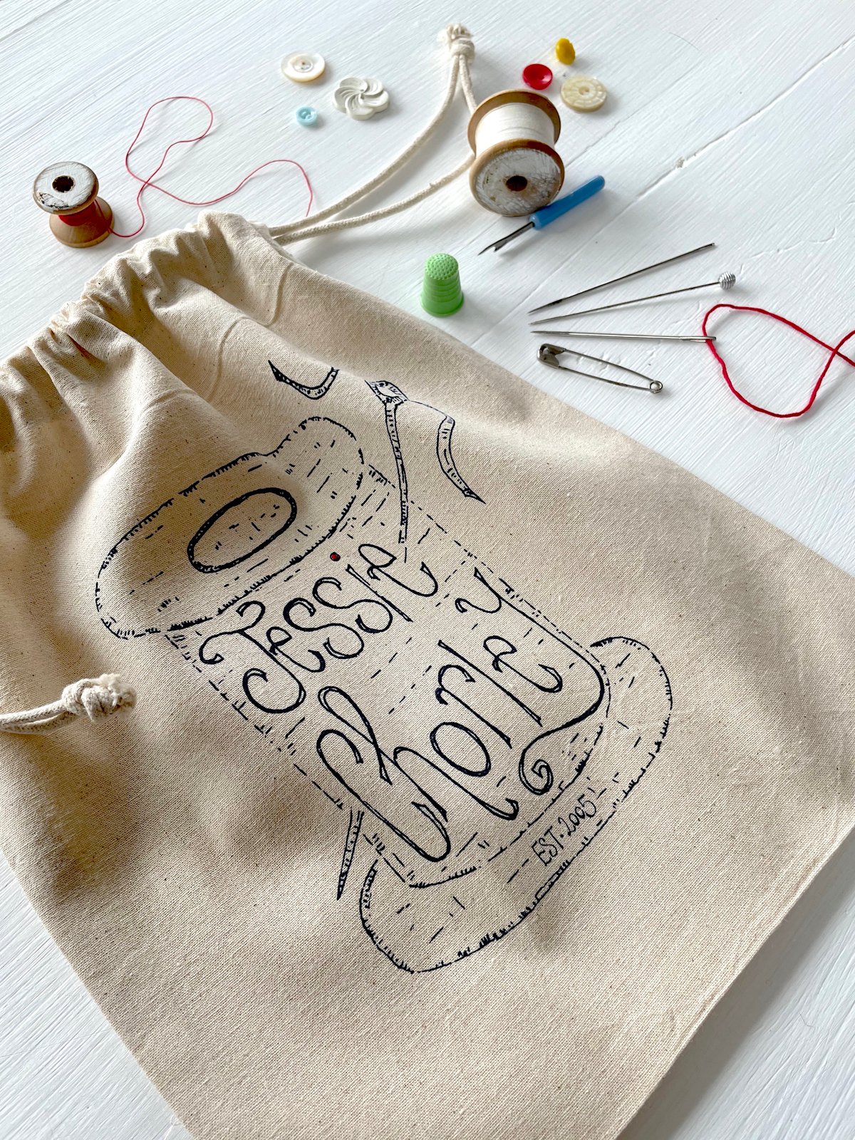 Image of Hand screen printed project bags 