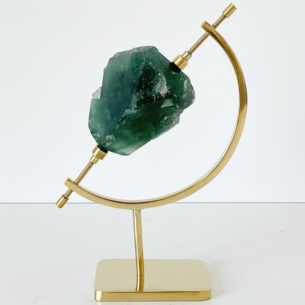 Image of Green Fluorite no.33 + Brass Arc Stand