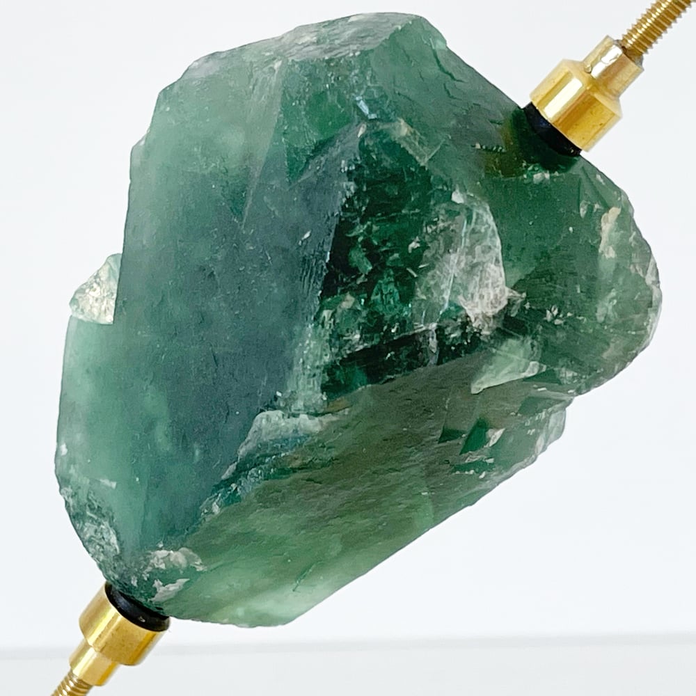 Image of Green Fluorite no.33 + Brass Arc Stand