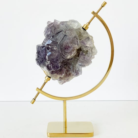 Image of Bicolor Fluorite no.125 + Brass Arc Stand