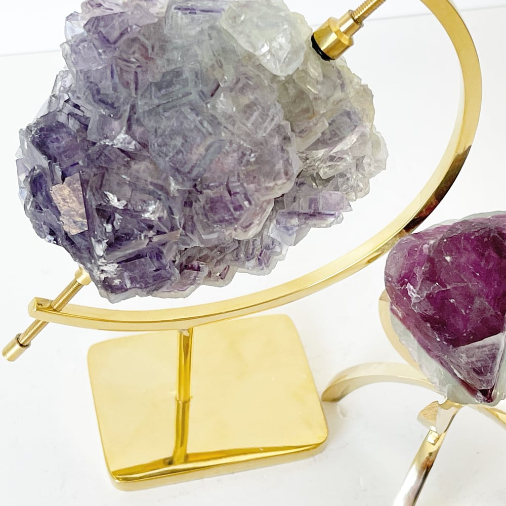 Image of Bicolor Fluorite no.125 + Brass Arc Stand