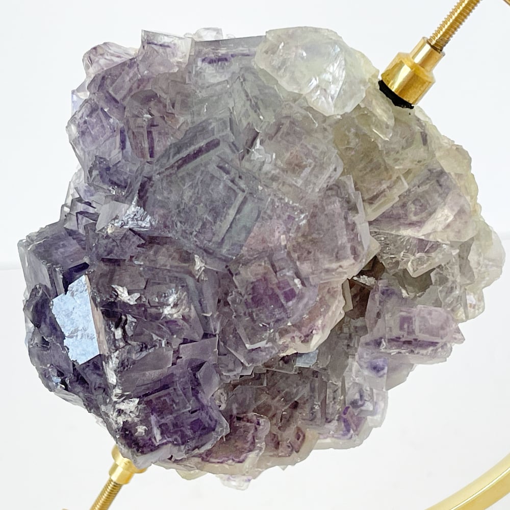 Image of Bicolor Fluorite no.125 + Brass Arc Stand