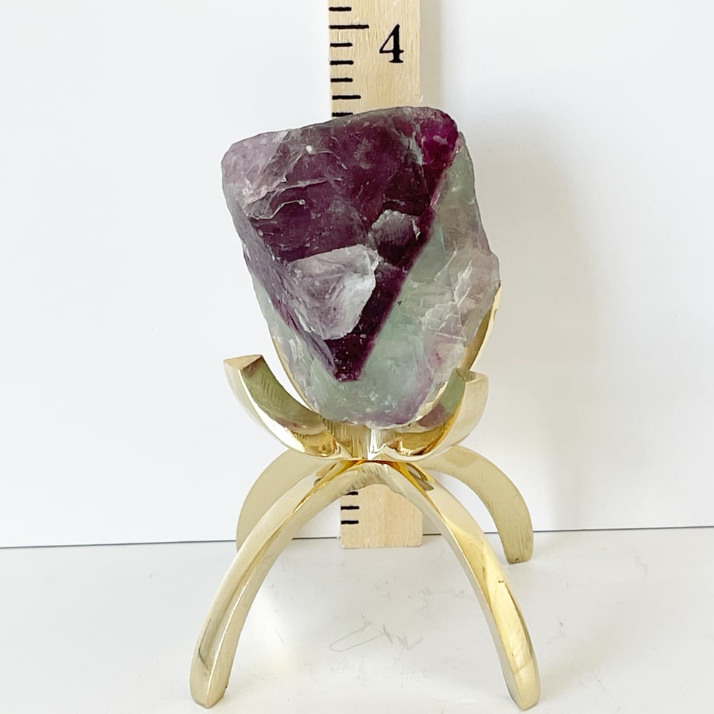 Image of Bicolor Fluorite no.150 + Brass Claw Stand