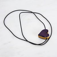 Image 3 of Purple Heart Wooden Pendant, Wood Charm, Minimalist Jewelry, 5th Wedding Anniversary Gift
