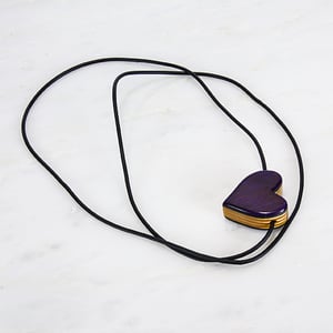 Image of Purple Heart Wooden Pendant, Wood Charm, Minimalist Jewelry, 5th Wedding Anniversary Gift