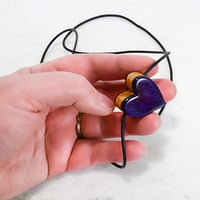 Image 4 of Purple Heart Wooden Pendant, Wood Charm, Minimalist Jewelry, 5th Wedding Anniversary Gift