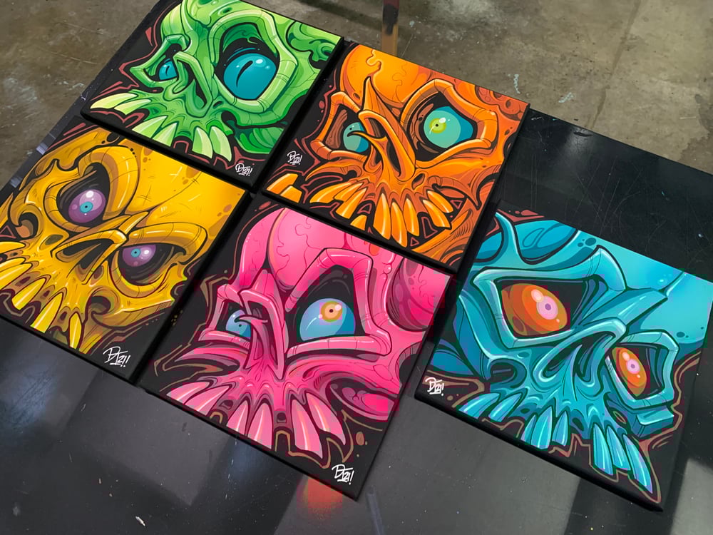 Image of 10x10 Psycho Skulls