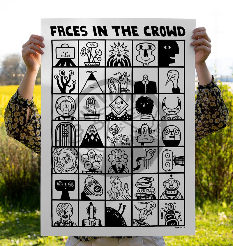 Image of Faces in the crowd - Screenprinted poster