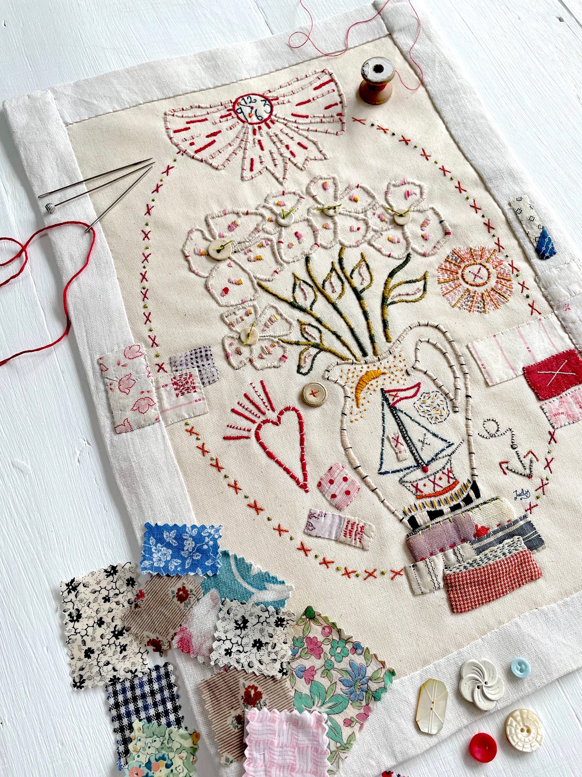 Image of Jug and Flowers Embroidery Template
