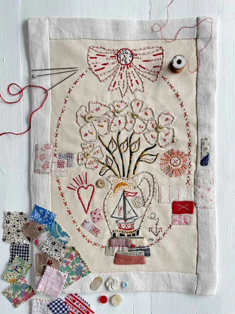Image of Jug and Flowers Embroidery Template