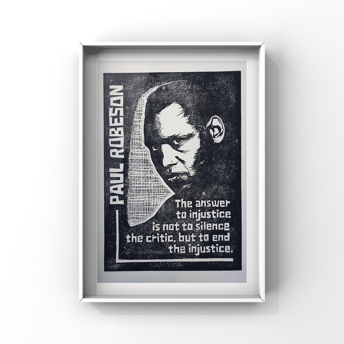 Image of Paul Robeson. Hand Made. Original A4 linocut print. Limited and Signed. Art.