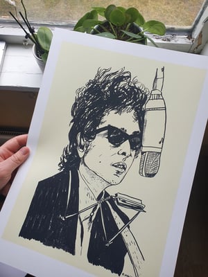 Image of "Bob and his harmonica" print A3