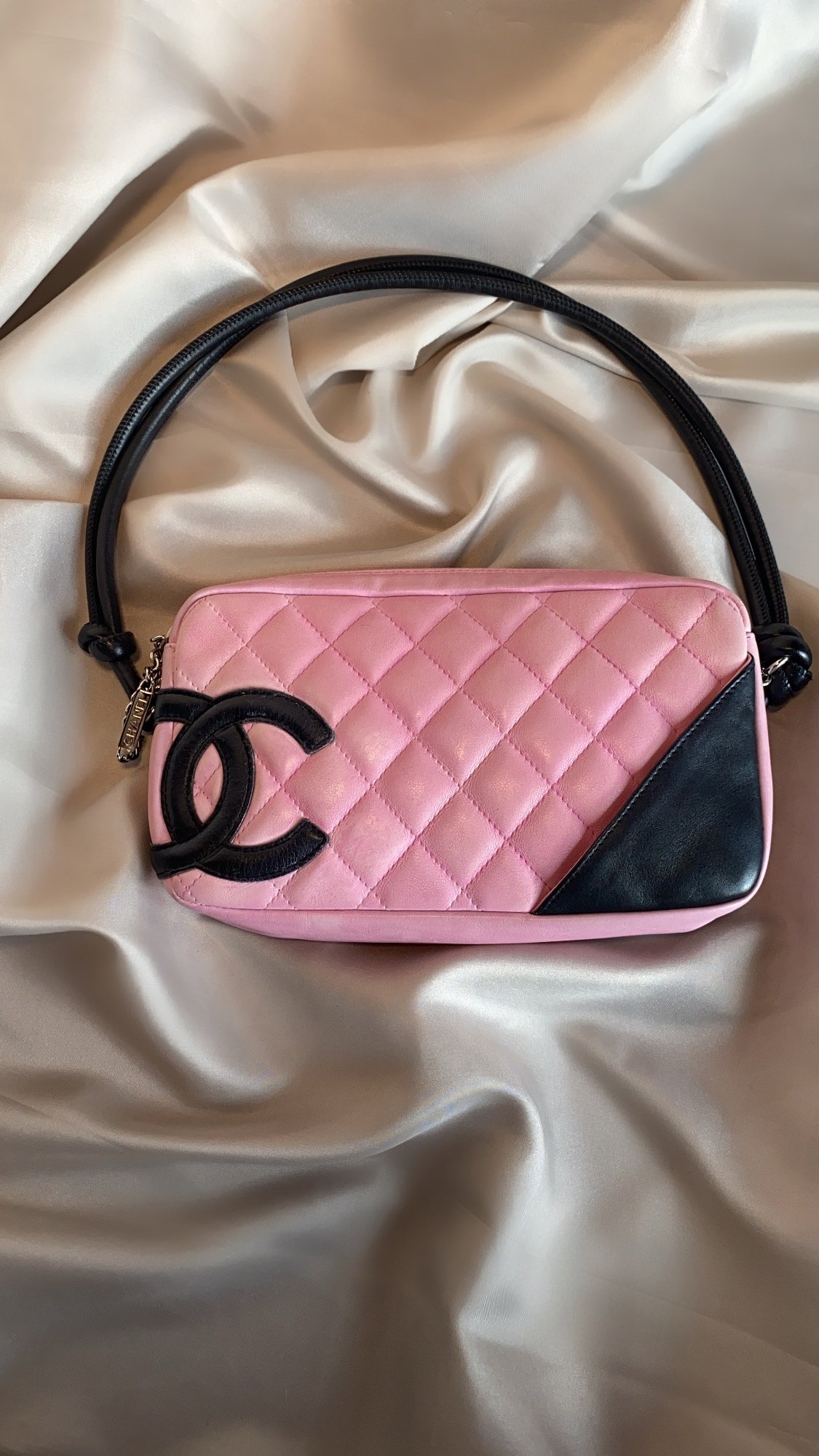 Chanel Tote Cambon Quilted Ligne Large Flap Black Leather Shoulder