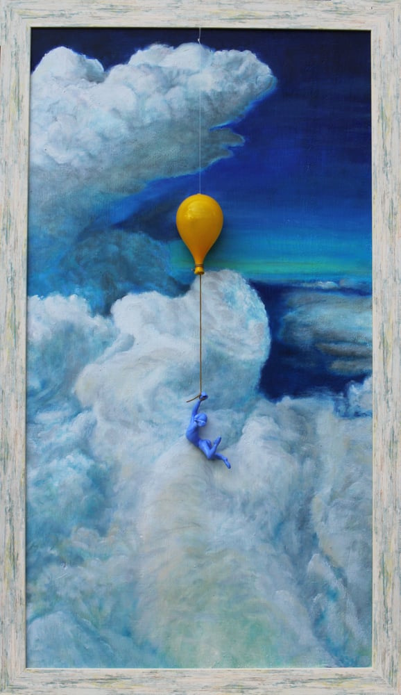 Image of Flying in the clouds oil painting