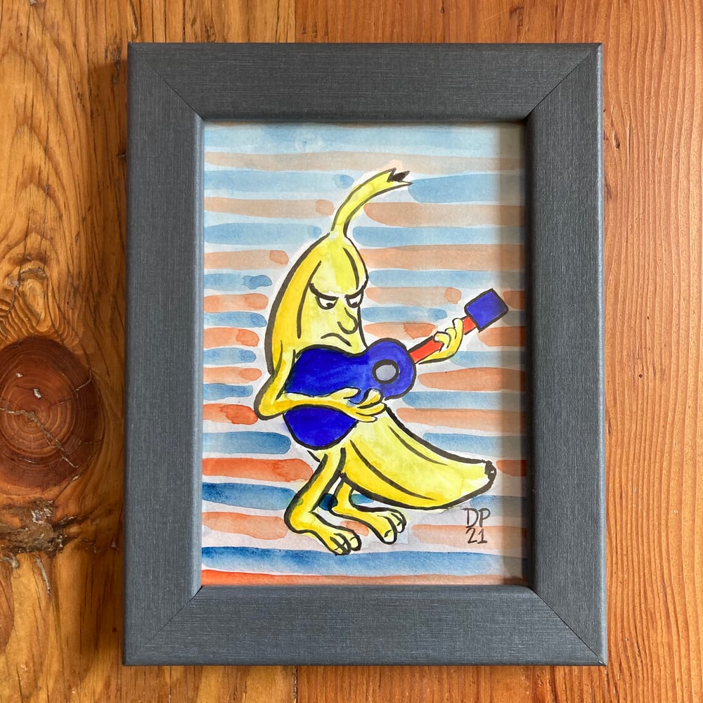 Image of Banana Strummer #1 Original Watercolor Painting By Dan P.