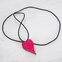 Image 1 of Pink and Red Heart interchangeable necklace pendant, Wooden Heart Charm, Minimalist, Unique Gift