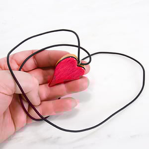 Image of Pink and Red Heart interchangeable necklace pendant, Wooden Heart Charm, Minimalist, Unique Gift