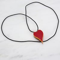 Image 2 of Pink and Red Heart interchangeable necklace pendant, Wooden Heart Charm, Minimalist, Unique Gift