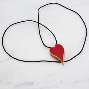 Image of Pink and Red Heart interchangeable necklace pendant, Wooden Heart Charm, Minimalist, Unique Gift