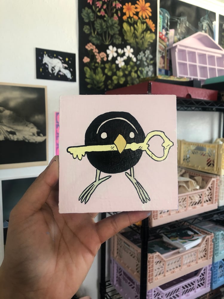 Image of Bird with Key Painting