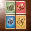 Kanto Starters - Cross Stitched Pokémon Cards