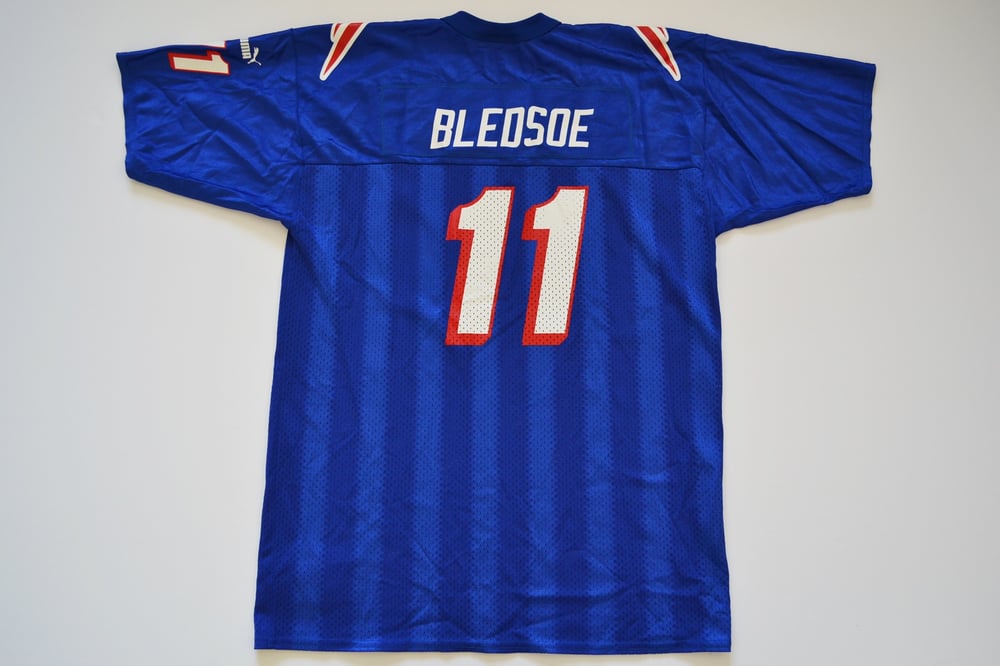 Image of Vintage 1990's New England Patriots Drew Bledsoe Puma Jersey Sz.XL (Youth)