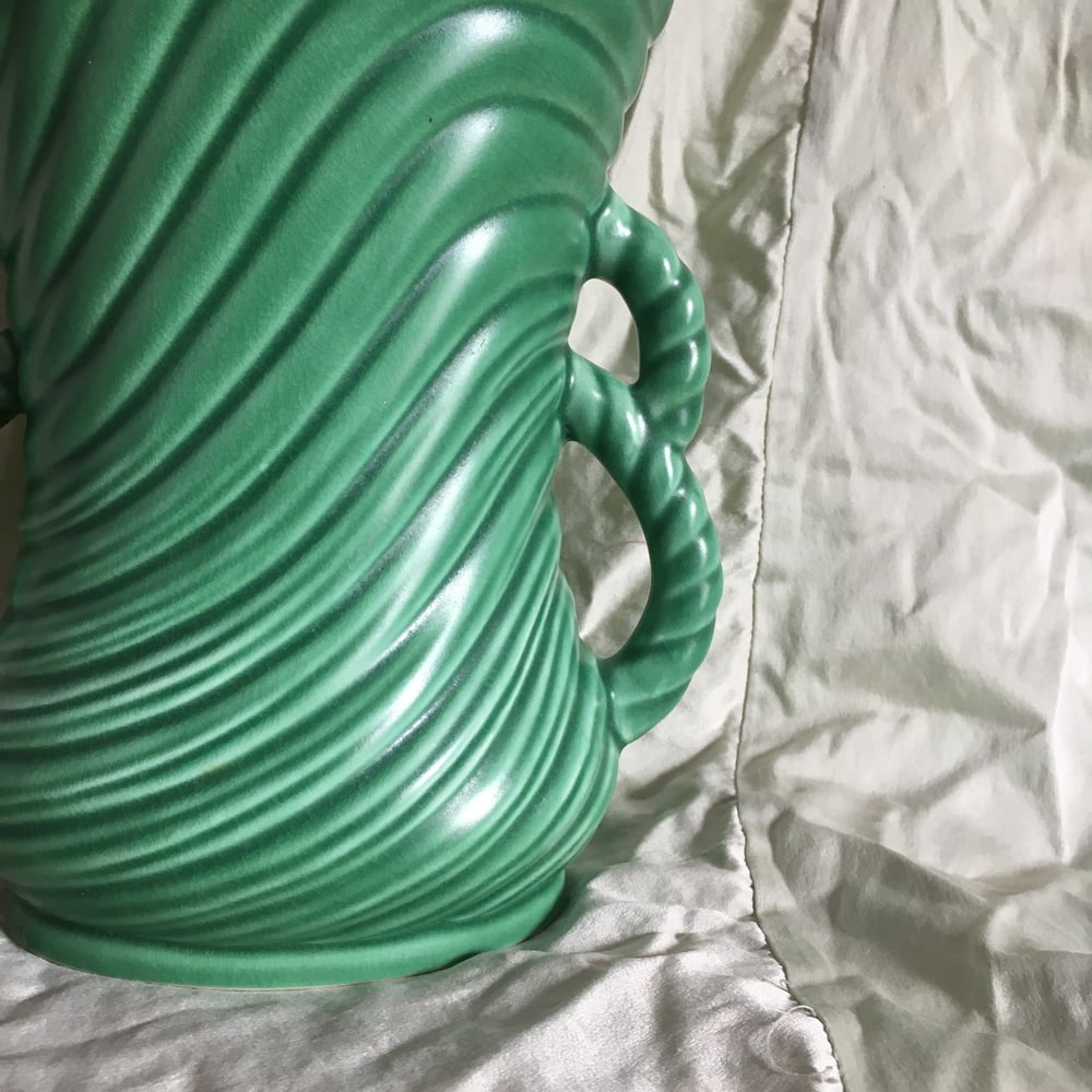 Image of Green rope handled vase