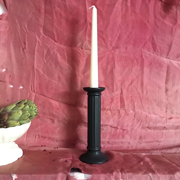 Image of Black ceramic column candlestick 