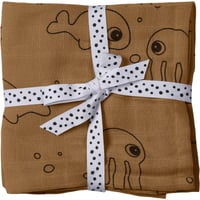 Lot de 2 langes Sea Friends jaune moutarde (70 x 70 cm)